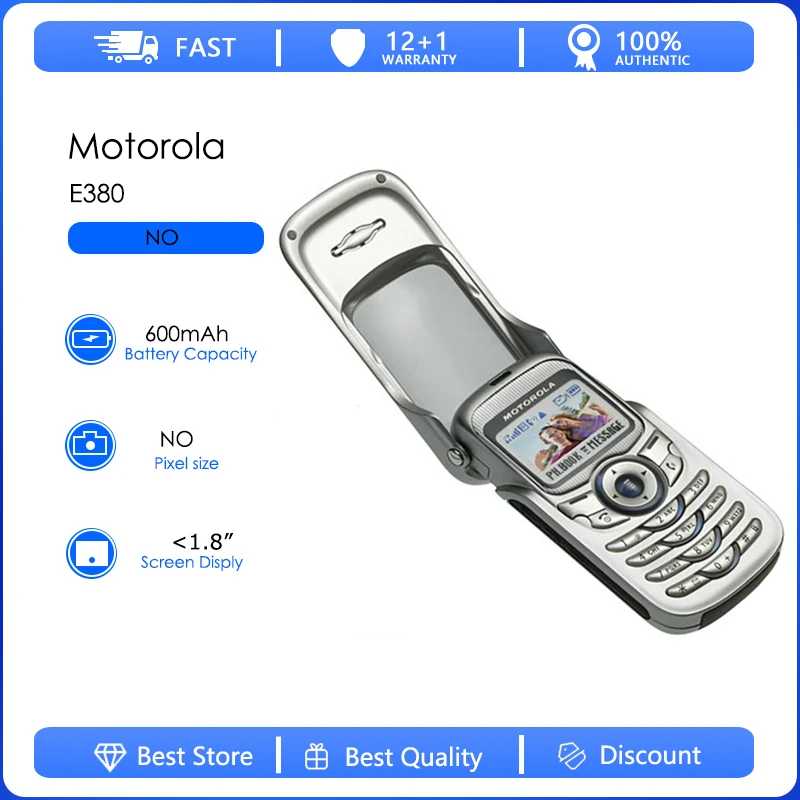 Восстановленный Motorola E380, оригинальный съемный аккумулятор E380, 600 мАч, сотовый телефон, оптовая продажа, бесплатная доставка, поддержка только на английском языке Б/У и восстановленные телефоны
