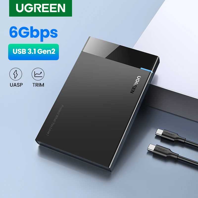 HDD корпус Ugreen, корпус для жесткого диска с переходником 2,5 SATA к USB 3,0, коробка для SSD диска HDD, типа C 3,1 корпус HD внешний HDD корпус Хранение данных