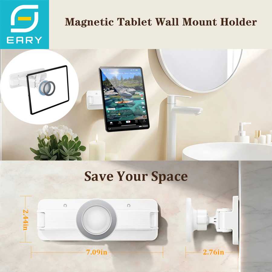 Магнитное настенное крепление для планшета Eary для iPad 360&deg; &deg; Поворотный универсальный держатель для телефона для iPhone iPad Pro/Air Samsung Galaxy Tab Kindle Аксессуары и запчасти для планшетов