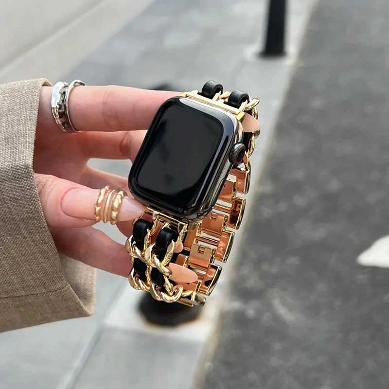 Женский металлический ремешок для Apple Watch Band 10 9 8 Ultra 46 мм 42 мм 49 мм 7 SE 6 5 41 мм 45 мм 44/40 мм Женский браслет из золотой стали Аксессуары для часов