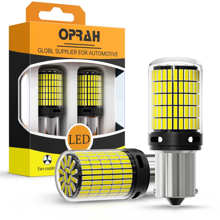 Автомобильный светодиодный светильник Oprah 2X высокой мощности 1156 PY21W 1157 BAY15D P21/5W 150 шт. 4014 SMD Canbus передний/задний DRL указатель поворота 7440 7443 W21/5W 3157 P27/7W 12V красный белый желтый Автомобильные фары