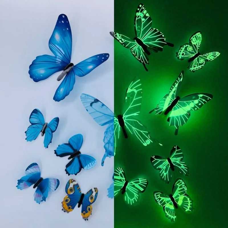 Новинка, 12 шт., модные 3D светящиеся бабочки, креативные наклейки на стену для DIY, наклейки на стену, современное настенное искусство, украшения для дома, подарок &laquo;сделай сам&raquo; Украшения для дома