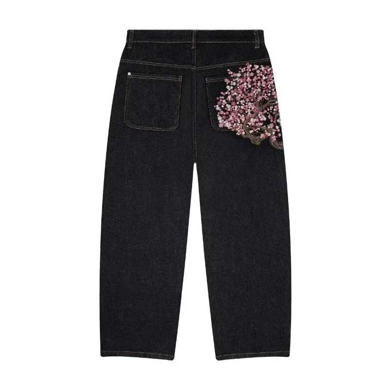 Фотография №5 товара Y2K Мешковатые джинсы Cherry Blossom Selvedge Джинсовые брюки с вышивкой