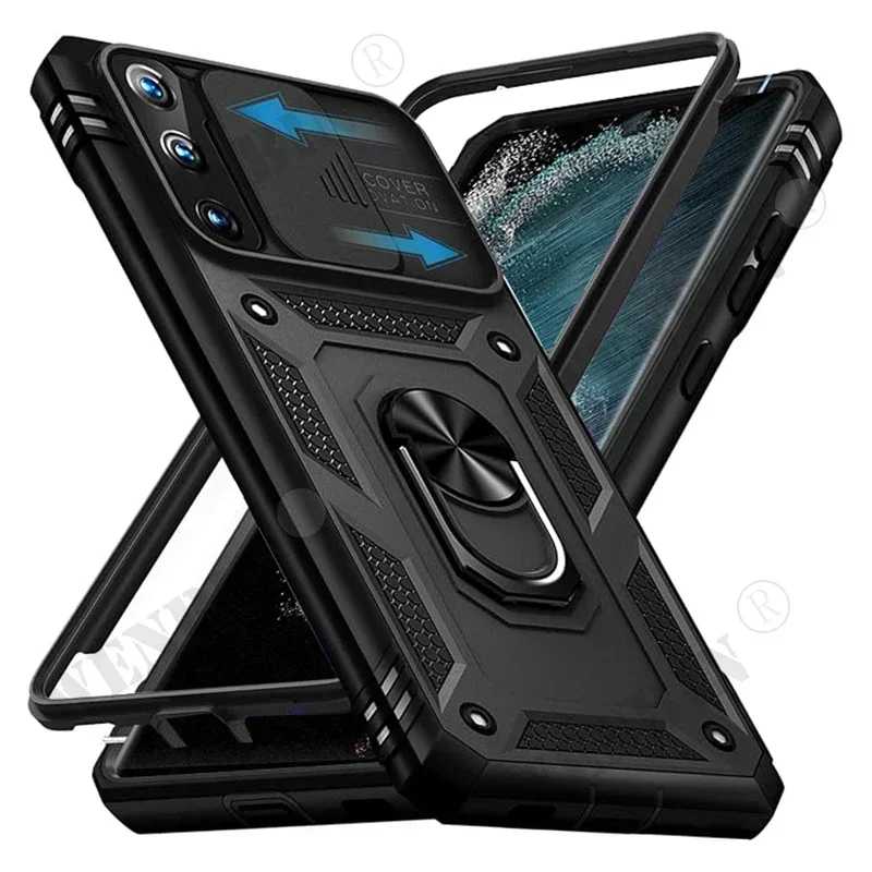 Чехол для Samsung S26 Ultra S25 S24 S23 Plus S25 FE A57 A56 A37 A36 A17 A16 5G Heavy Duty с камерой и подставкой на 360 градусов Чехлы и чехлы для мобильных телефонов