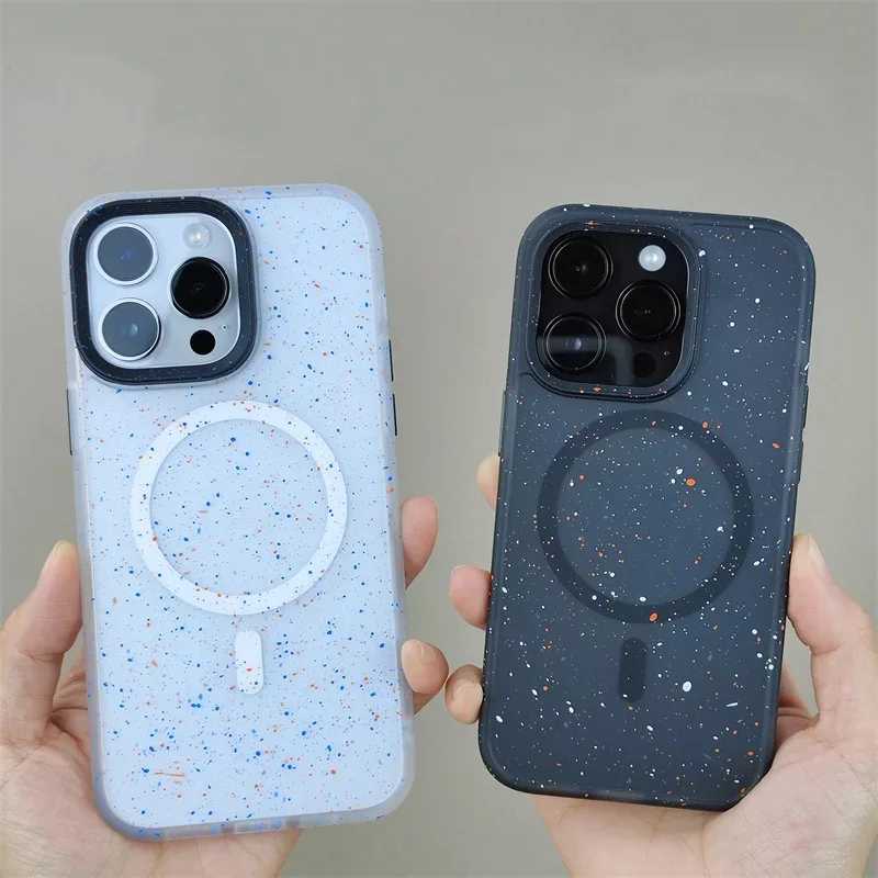 Магнитный чехол для iPhone 16 17 Pro 15Pro Max 15 14 13 с узором в виде чернильных точек, поддерживающий беспроводную зарядку, защитный бампер-накладка Чехлы и чехлы для мобильных телефонов