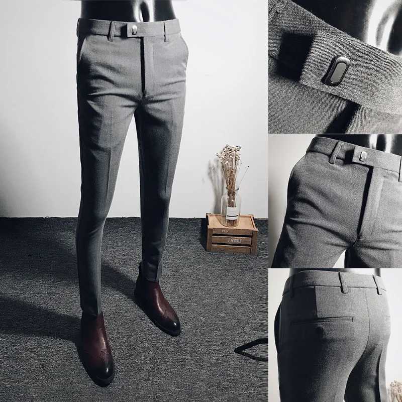 Фотография №5 товара Мужской костюм, брюки, платье, Pantalone Hombre, стрейч, тонкие официальные брюки,