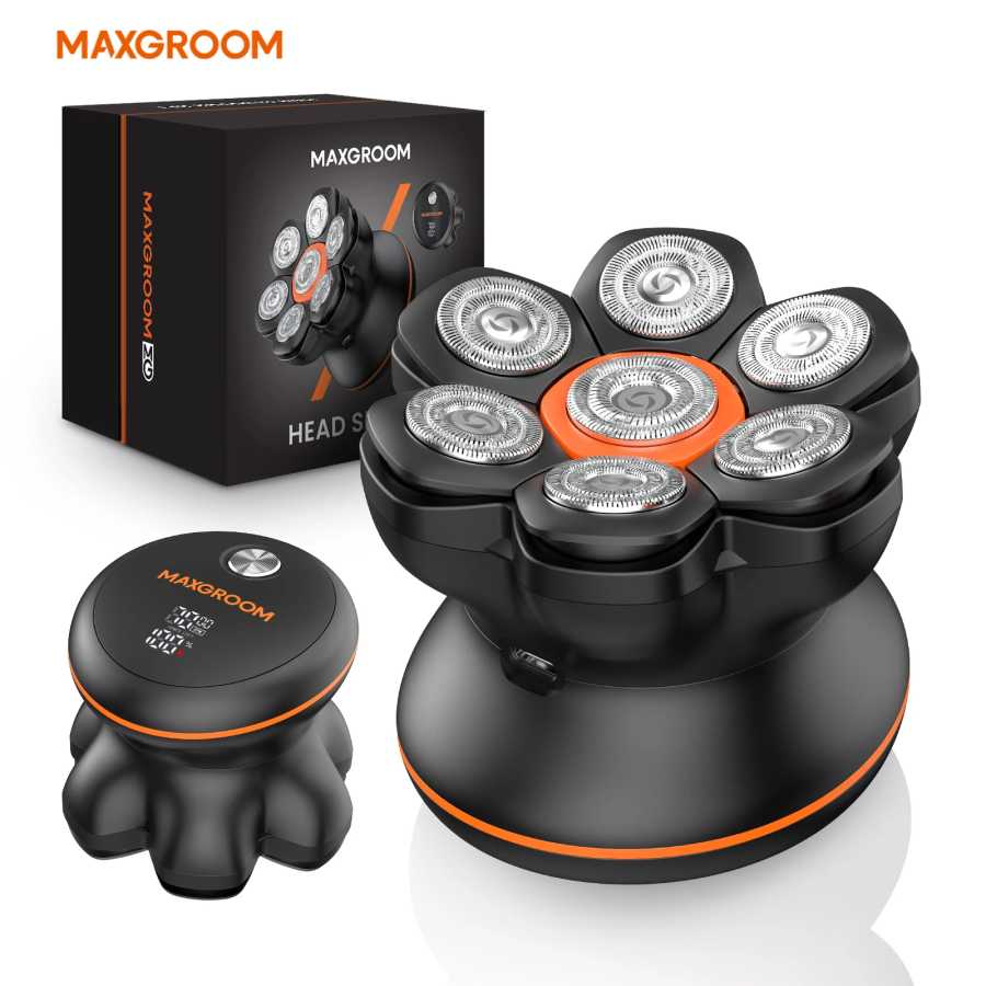 MAXGROOM 7D бритвы для лысиych мужчин, электробритва для влажной/сухой уборки, триммер для волос, USB перезаряжаемый светодиодный дисплей, водонепроницаемый триммер для бороды Техника для красоты