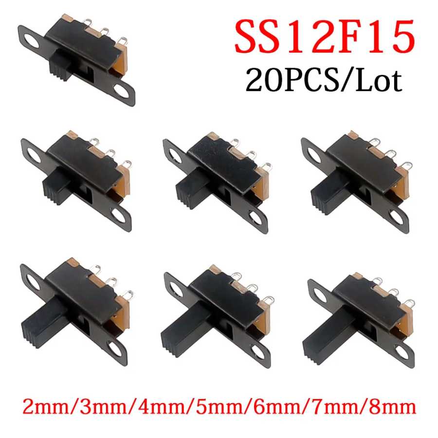 20 шт./лот 50 В 0,3 А SS12F15 мини-размер черный ползунковый переключатель SPDT для электронных проектов DIY G6 1P2T тумблер ручка 6 мм Системы умного дома