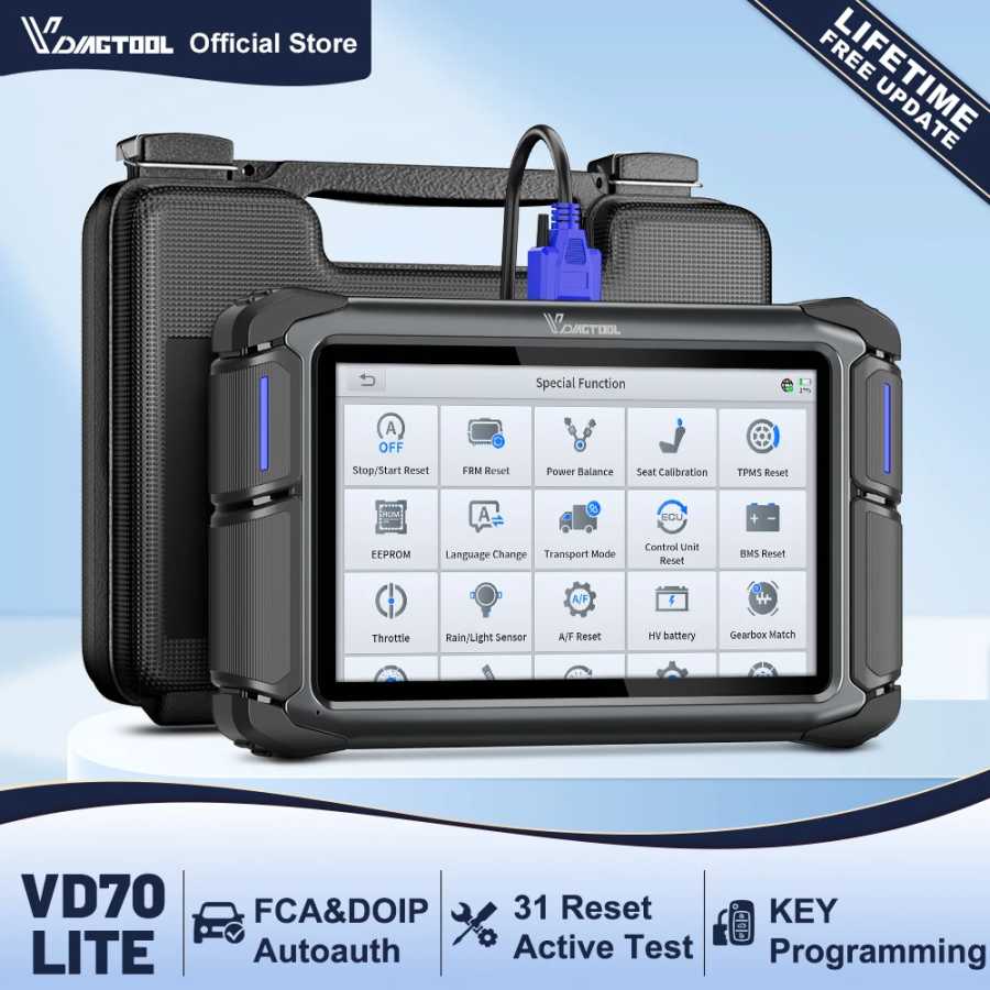 Автосканер VDIAGTOOL VD70Lite с пожизненным бесплатным обновлением, диагностика всех систем автомобиля, 31 функция сброса, двунаправленный OBD2-сканер FCA Инструмент для ремонта автомобилей