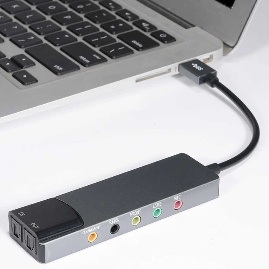 6-в-1 USB внешняя оптическая звуковая карта Многофункциональный аудиоконвертер адаптер для ноутбука Алюминиевая звуковая карта Компьютерные комплектующие