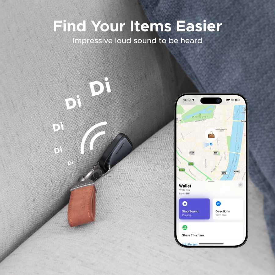 Фотография №4 товара Умный Bluetooth-трекер UGREEN, устройство для поиска ключей и вещей, SmartTag,