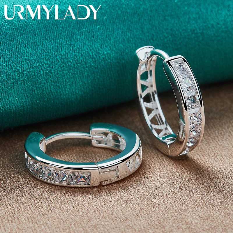 Фотография №4 товара URMYLADY стерлингового серебра 925 пробы круглые серьги с цирконом для