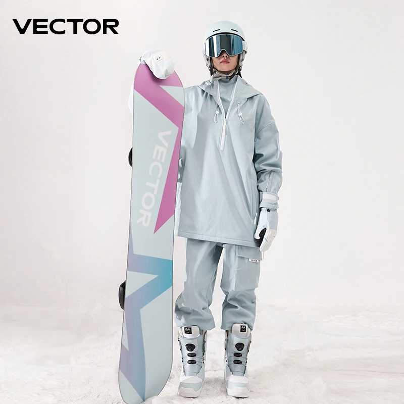 Фотография №2 товара VECTOR Мужская и женская однотонная лыжная куртка, лыжные штаны, теплые