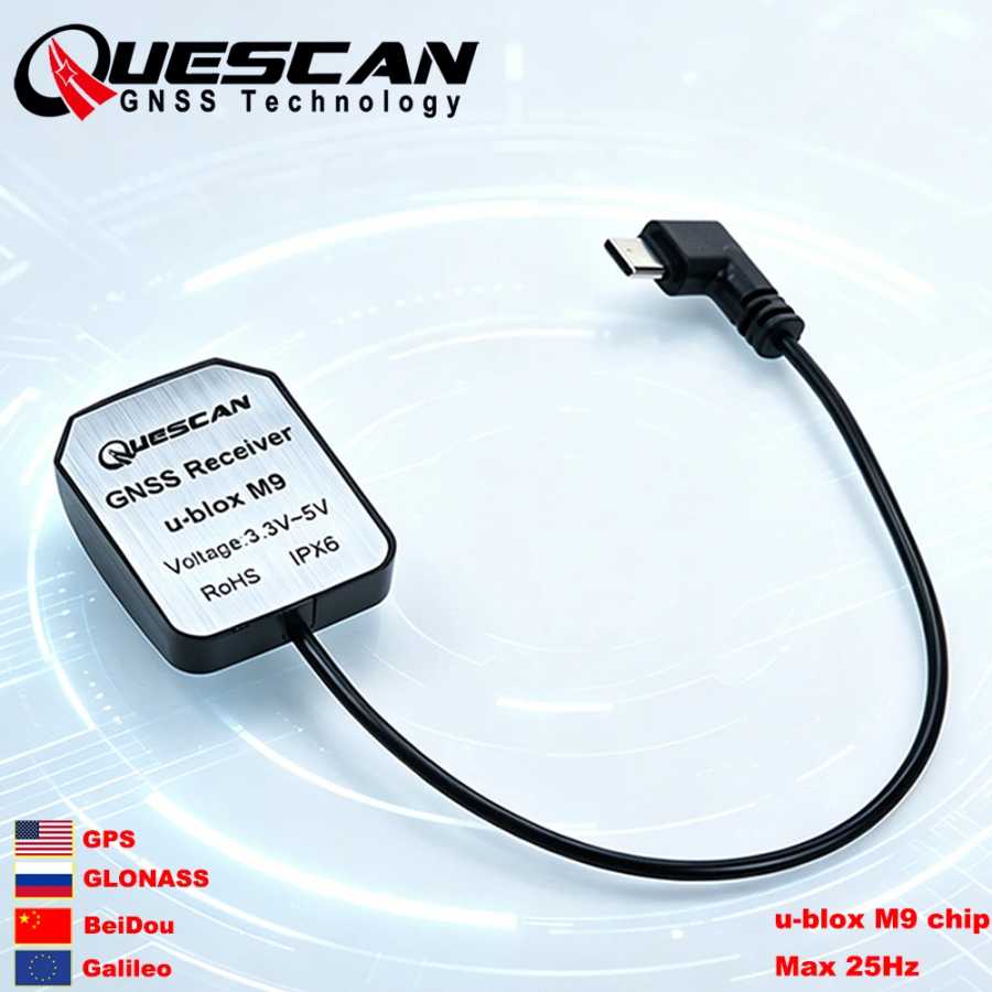 QUESCAN UBX M9 Android внешний USB Type-C GPS GNSS приемник-антенна M9N USB GPS GLONASS Galileo BeiDou USB GNSS донгл для автомобиля Летательный аппарат