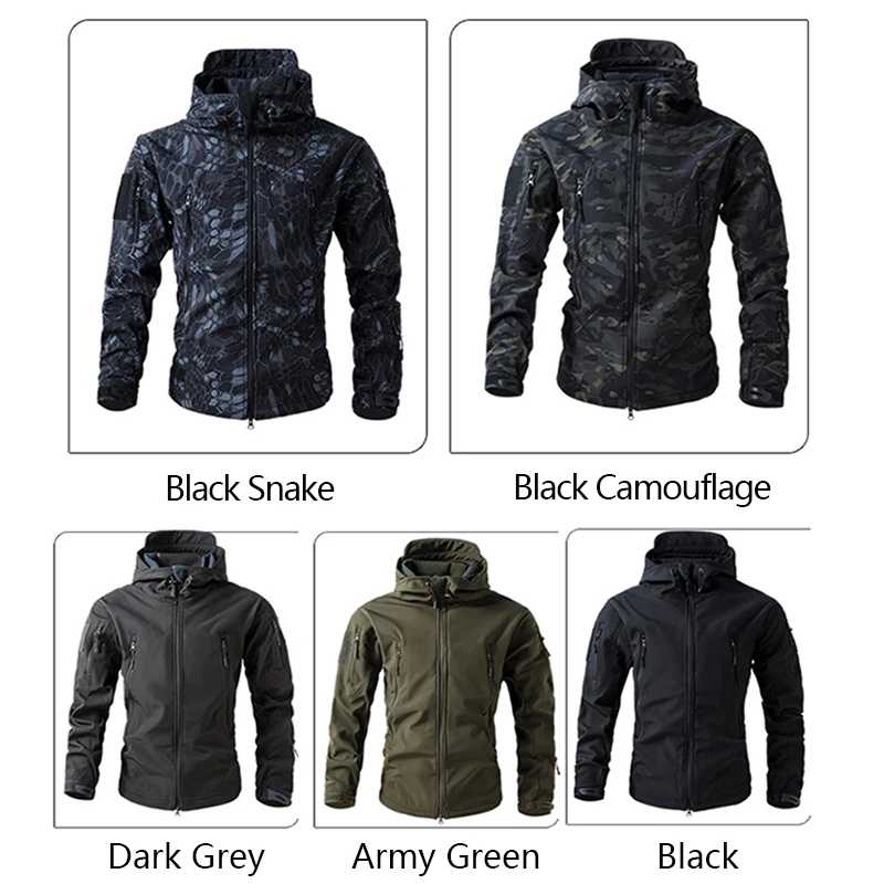 Фотография №3 товара Lurker Shark Skin Soft Shell Тактическая куртка Мужская водонепроницаемая флисовая