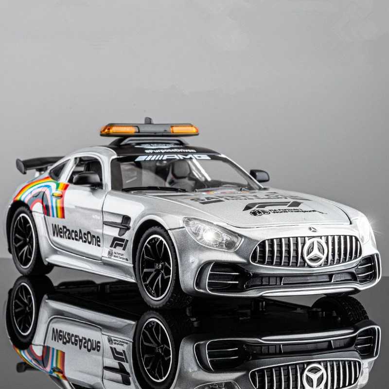 Модель спортивной безопасной машины Benzs-GT GTR из сплава, модель литая металлическая игрушка, модель гоночной медицинской спасательной машины со звуком и фотографией, детские подарки, 1/24 Играйте в транспортные средства и модели