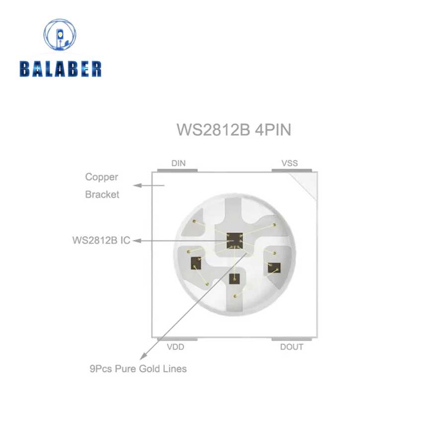 Фотография №4 товара 10-1000 шт. WS2812B 4-контактный светодиодный чип RGB 5050 SMD с
