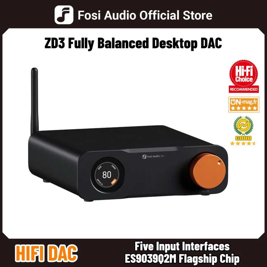 Fosi Audio ZD3 Bluetooth USB Desktop DAC с входом ARC, полностью симметричный цифровой декодер ES9039Q2M для стереоусилителя с пультом ДУ ТВ, аудио- и видеотехника