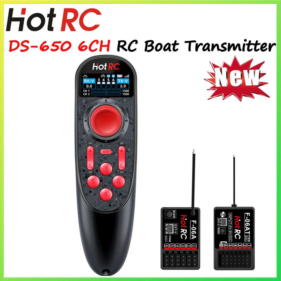 НОВЫЙ HOTRC DS-650 6CH 2,4G радиосистема передатчик цветной экран пульт дистанционного управления F-06A приемник DS600 обновление для модели радиоуправляемой лодки Радиоуправляемые игрушки