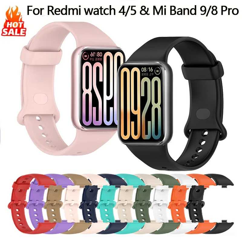 Официальный силиконовый ремешок для Xiaomi smart mi band 8 pro/9 pro, аксессуары для ремешков, дышащий ремень Correa Redmi, ремешки для часов 6/5/4 Аксессуары для часов