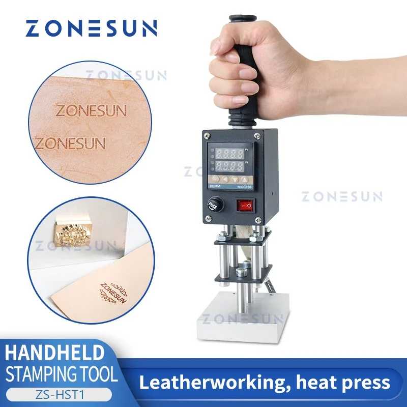 ZONESUN ZS-HST1 ручной фотографический станок для тиснения логотипа Lether DIY Tools Упаковочное, полиграфическое и вспомогательное оборудование