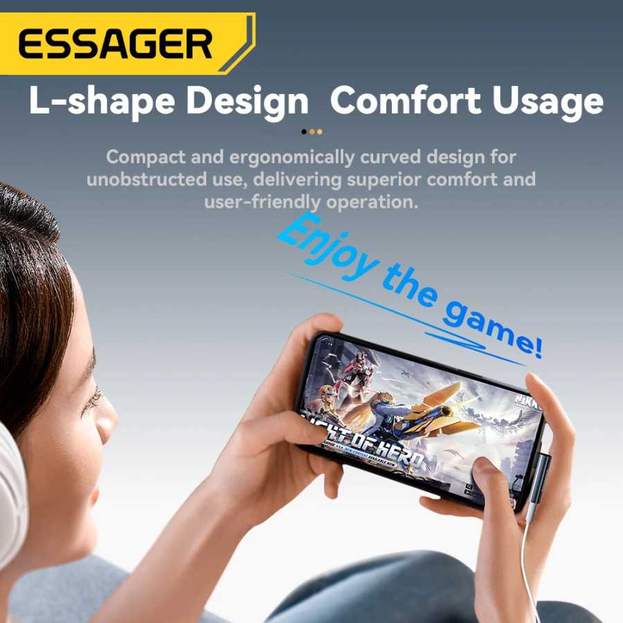 Фотография №5 товара Аудиоадаптер Essager L-образной формы Type-C на 3,5 мм для iPhone