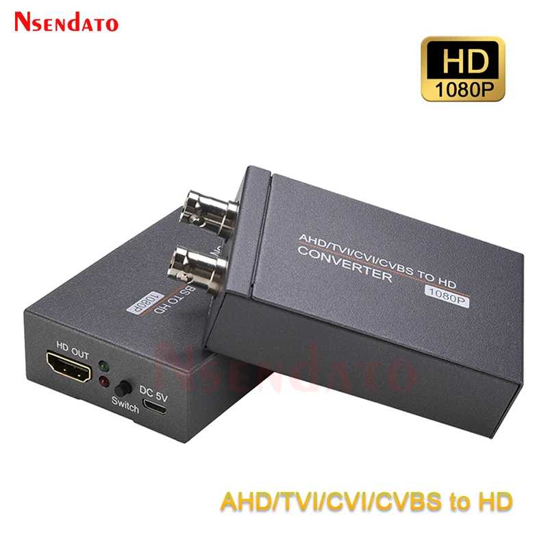 Конвертер-адаптер Full HD AHD TVI CVI CVBS в HDMI, 4-в-1 HDMI AHD видеоконвертер для ПК, систем видеонаблюдения и IP-камер Аксессуары и запчасти