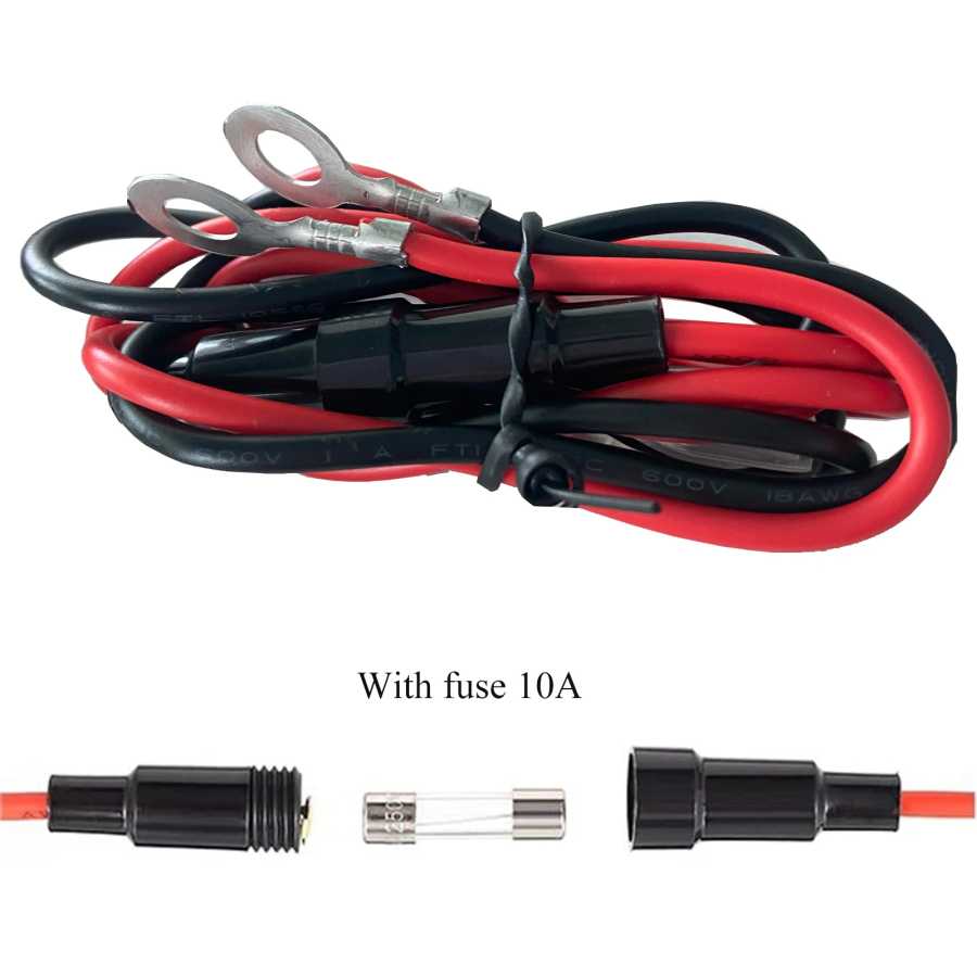 Быстроразъемный кабель SAE 18AWG с предохранителем 10 А, клемма M8 O, 60 см, силиконовый луженый медный провод для автомобильного аккумулятора, солнечной панели, лодки Автоэлектроника