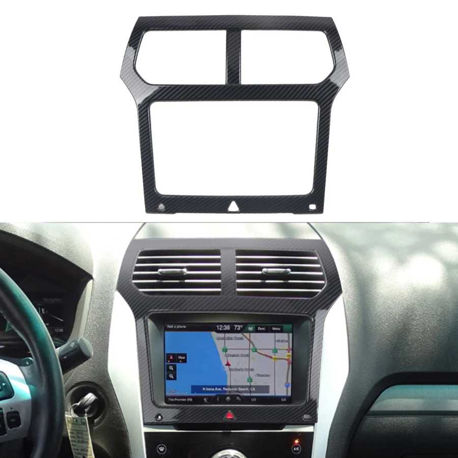 Для Ford Explorer 2011 2012 2013 2014 2015 карбоновый черный внутренний консоль навигационная крышка рамка отделка ABS автомобильные аксессуары 1 шт. Аксессуары для салона