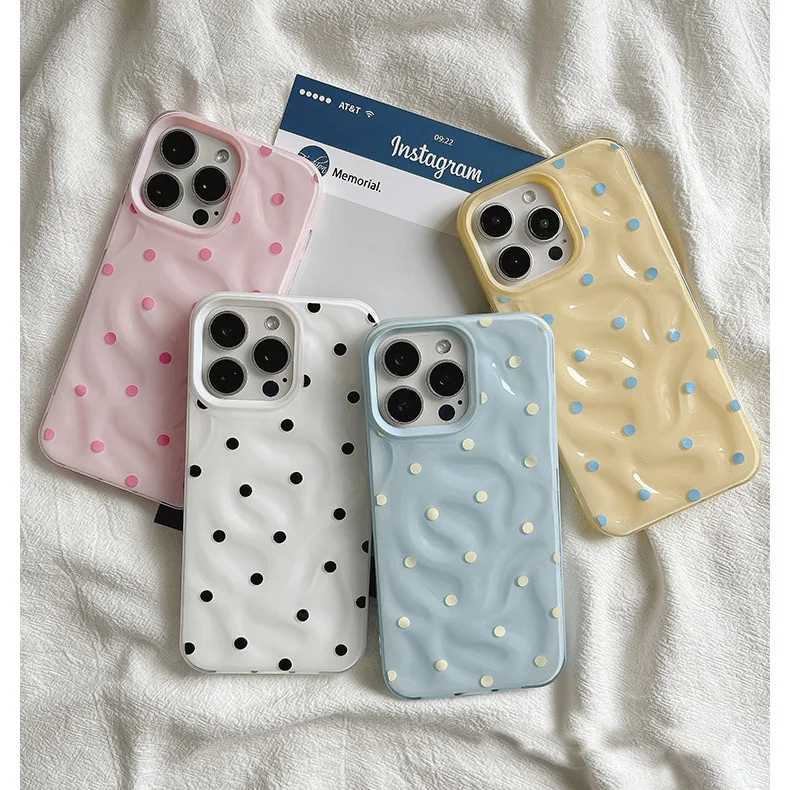 Черный чехол в горошек для iPhone 16 15 Plus 12 13 11 17 Pro Max Lovely Cover для Iphone 16 15 14 Plus Чехол Funda Bumber Чехлы и чехлы для мобильных телефонов