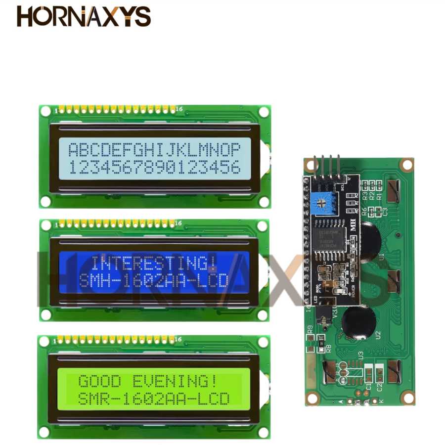 Модуль LCD1602+I2C с синим/желто-зеленым экраном, 16x2 символьный ЖК-дисплей, интерфейс PCF8574T PCF8574 IIC I2C, 5В Оптоэлектронные дисплеи