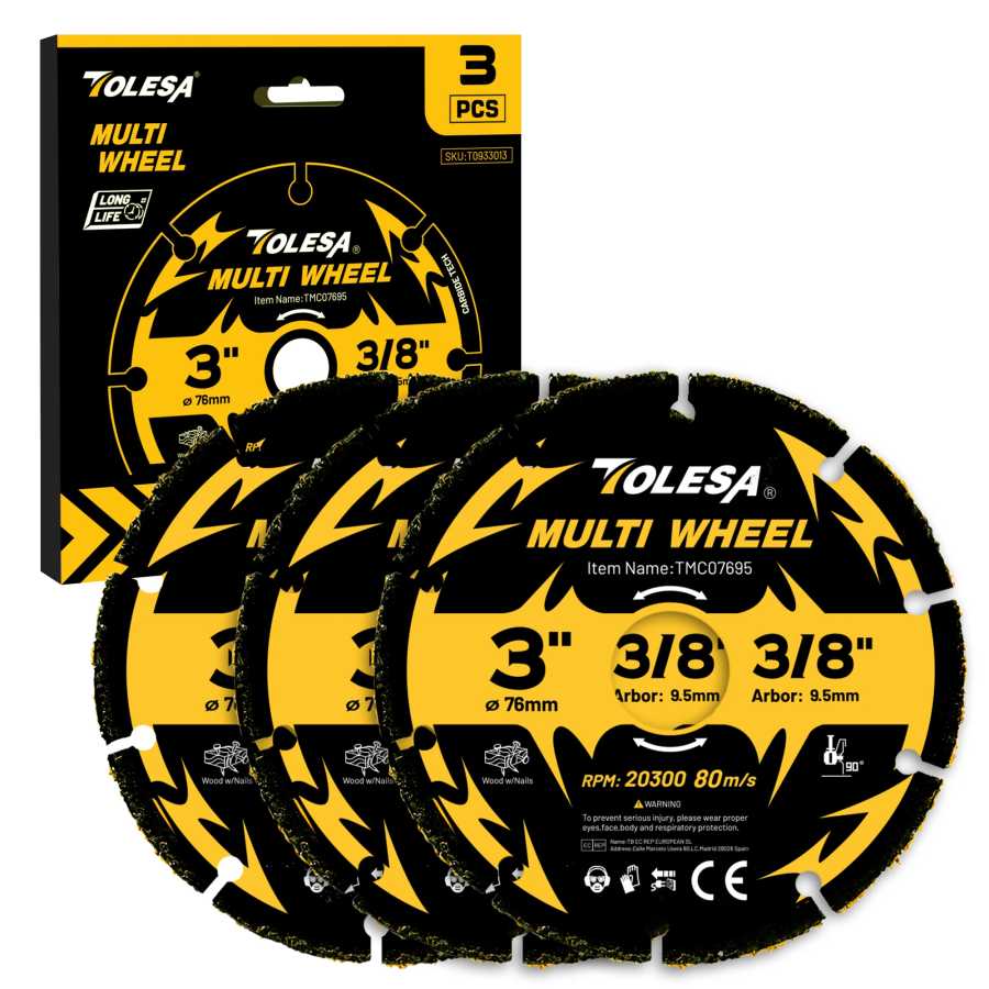 TOLESA 3 шт. твердосплавные отрезные диски 3 дюйма для угловой шлифмашины, для дерева, дерева с гвоздями, пластика, гипсокартона Сверла, пилы и режущие инструменты