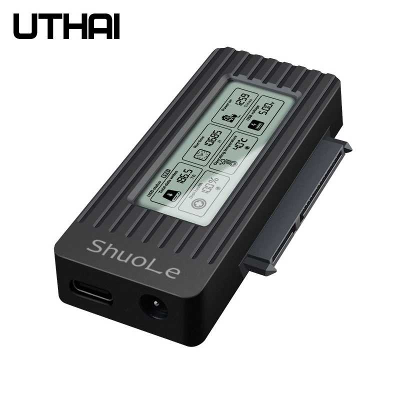 UTHAI USB 3.1 Чехол для жесткого диска 2,5/3,5-дюймовый адаптер для жесткого диска Интеллектуальный цифровой дисплей Easy Drive Кабель с блоком питания Хранение данных