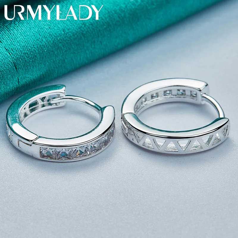 URMYLADY стерлингового серебра 925 пробы круглые серьги с цирконом для женщин свадебная вечеринка модные очаровательные ювелирные изделия Ювелирные изделия