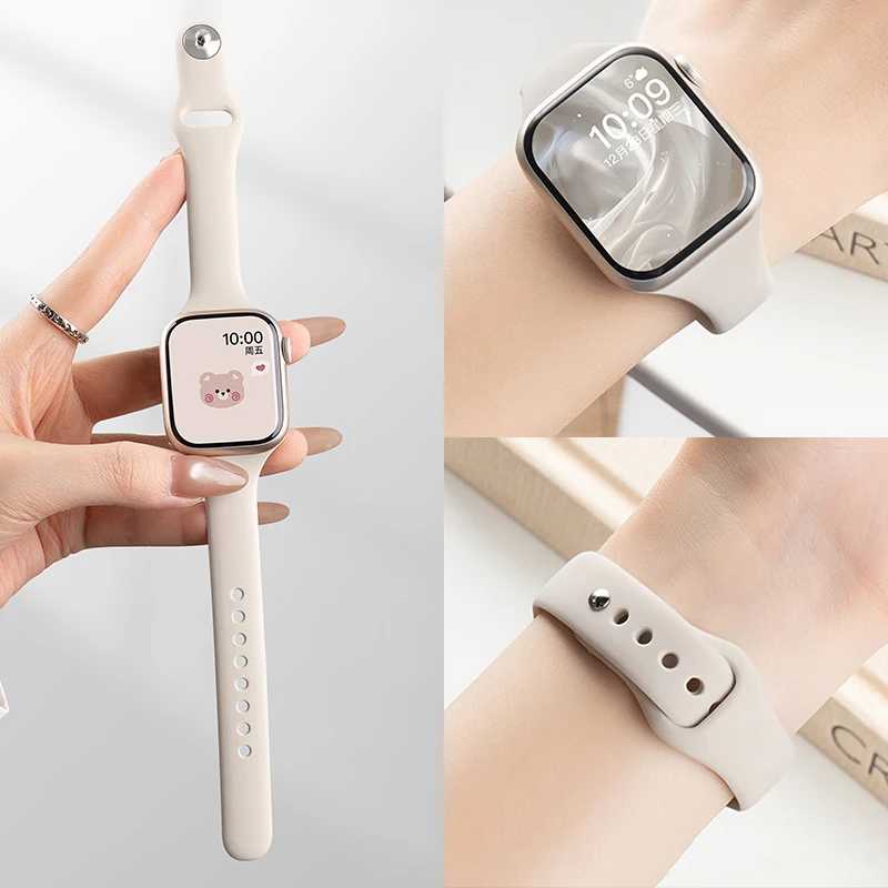 Тонкий силиконовый ремешок для Apple Watch 11 46/42 мм 38 мм 40 мм 41 мм 44 мм 45 элегантный браслет iwatch series ultra 3 2 7 6 Se 9 10 Аксессуары для часов