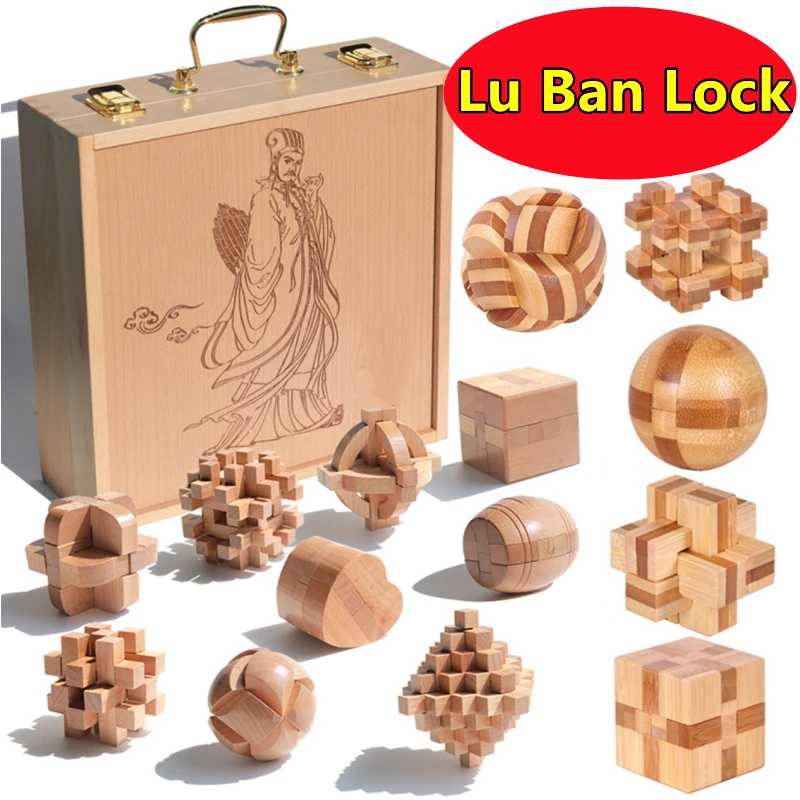 Новый деревянный замок Kong Ming Lu Ban Lock IQ Brain Teaser Развивающая игрушка для детей Монтессори 3D Пазлы Игра Разблокировка игрушек для детей и взрослых Игры и головоломки