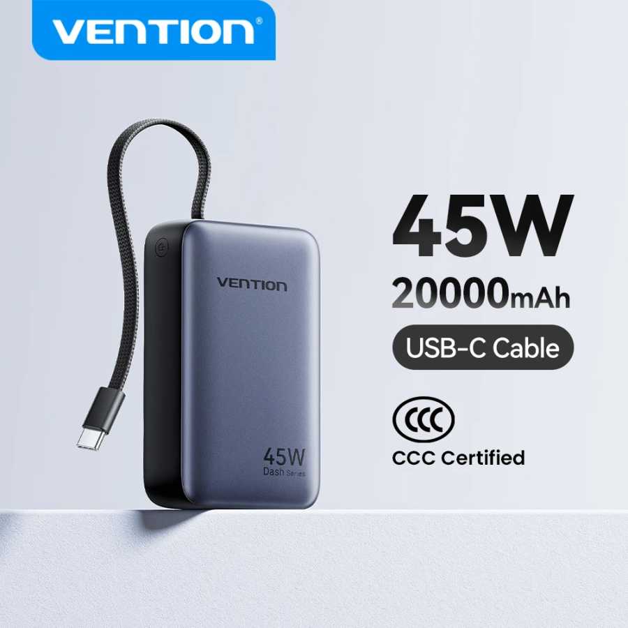 Vention CCC 45 Вт 20000 мАч Power Bank Портативное зарядное устройство с быстрой зарядкой для Xiaomi iPhone Pro Max Samsung Galaxy Battery 3C Powerbank Аксессуары для мобильных телефонов