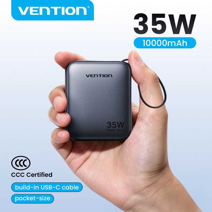 Портативный мини-аккумулятор Vention CCC 10000 мАч 35 Вт с быстрой зарядкой для iPhone 17, Xiaomi, внешний запасной зарядный блок Аксессуары для мобильных телефонов