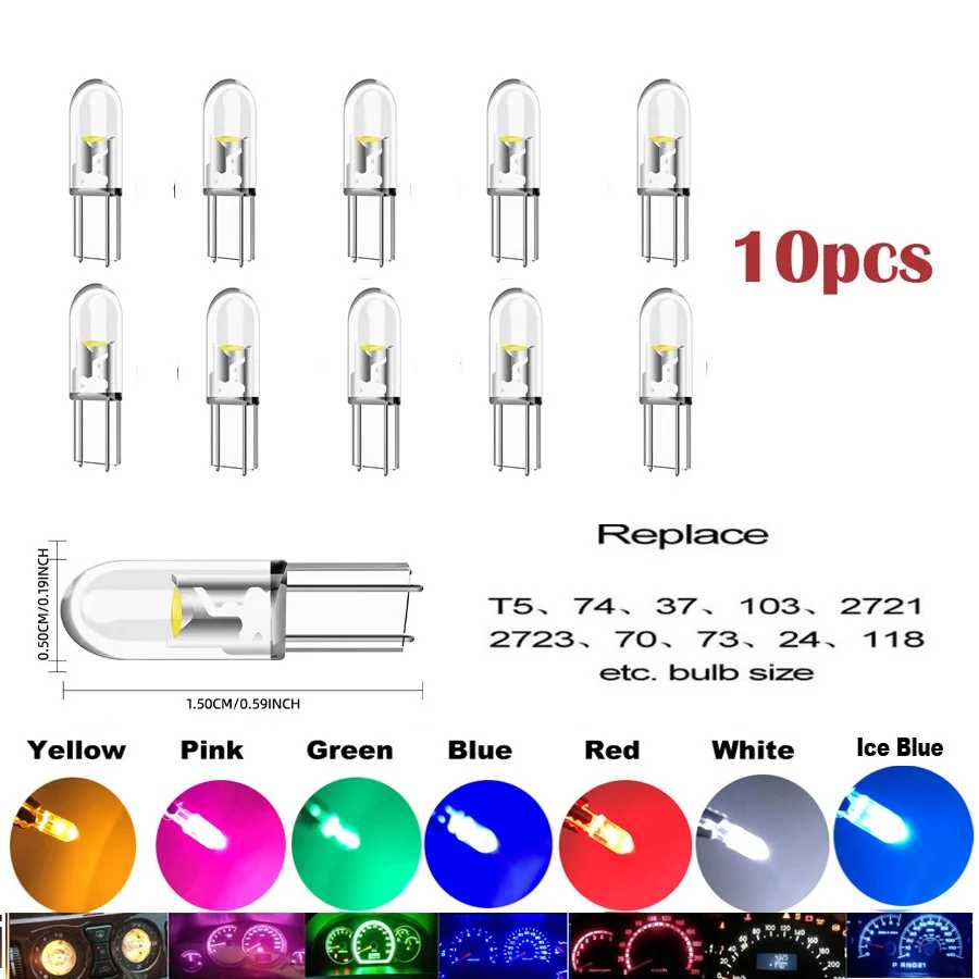Фотография №5 товара 10 шт. T5 PC74 B8.5 Led W3W Внутреннее освещение автомобиля