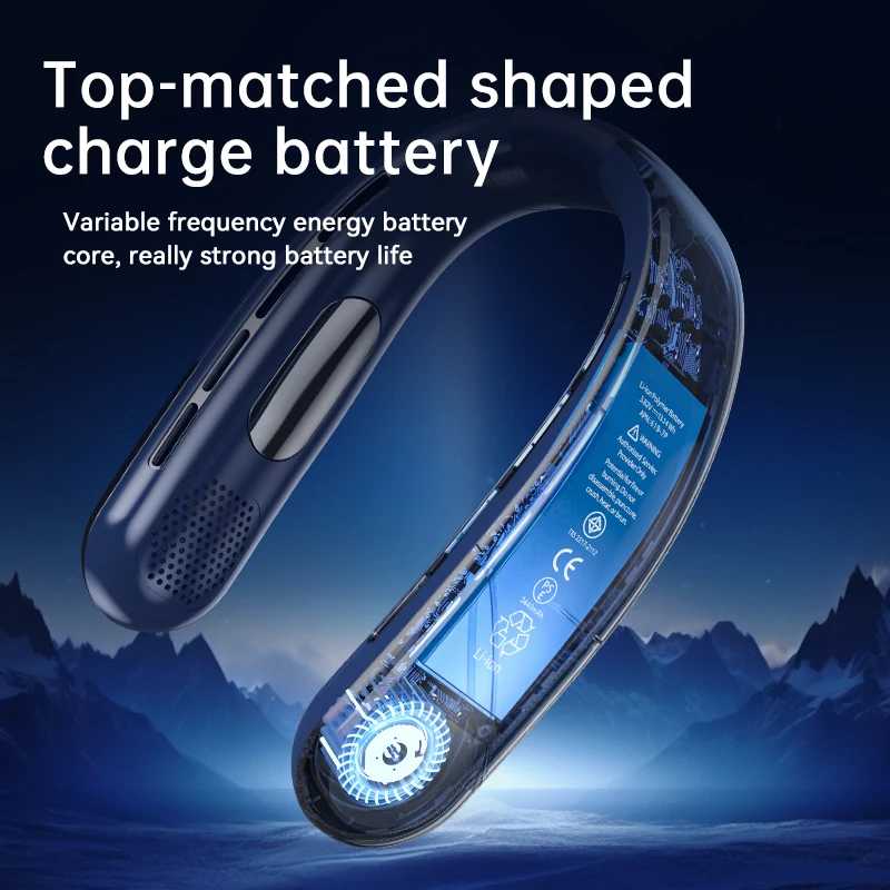 Фотография №3 товара Xiaomi 8000 мАч USB подвесной вентилятор на шею портативный безлопастной
