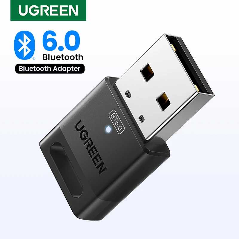 UGREEN Bluetooth-адаптер USB Bluetooth 6.0 5,4 для ПК Ключ Беспроводная мышь Keyborad Музыкальный аудиоприемник USB-передатчик Сетевое оборудование