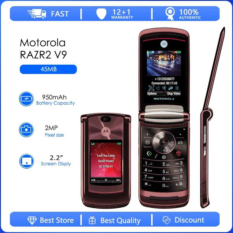 Восстановленный Motorola RAZR2 V9 оригинальный V9 2MP съемный аккумулятор 950 мАч сотовый телефон оптовая продажа Бесплатная доставка Б/У и восстановленные телефоны