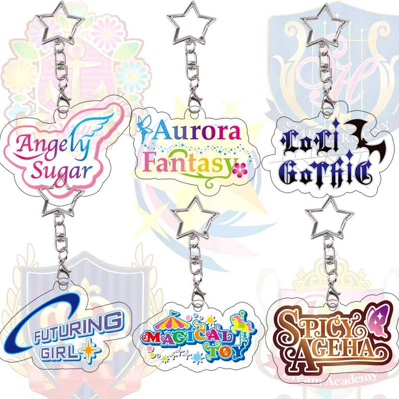 Брелок из акрила с логотипом Aikatsu, аксессуар для косплея Angely Sugar, подвеска для сумки, готические аксессуары в стиле лоли, брелок Aurora Fantasy, подарок для девочки Товары АСГ