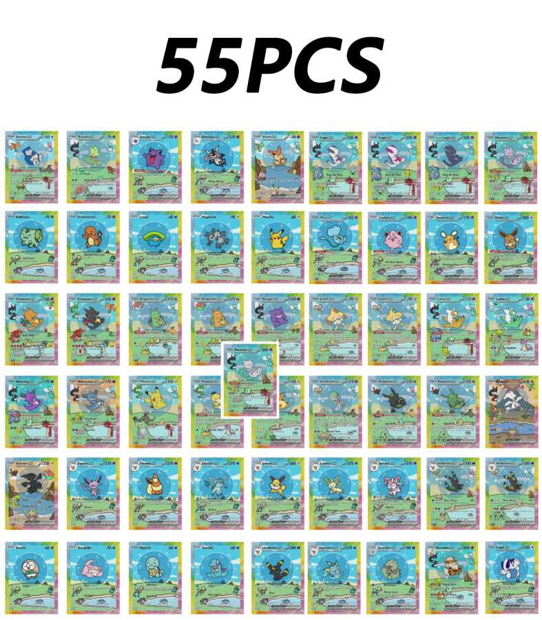 Фотография №1 товара Блестящие голографические коллекционные карты Pokemon My Bubble Friends (55 шт.)