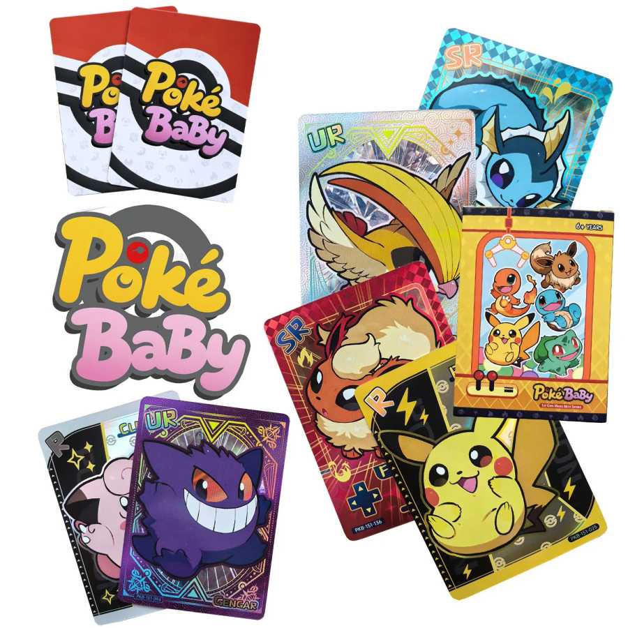Голографические коллекционные карты Pokemon Chibi PokeBaBy, 59 шт., милые, блестящие, 1996 Q151, аниме-версия, классическая коллекция, Генгар, Чаризард Хобби и коллекционирование
