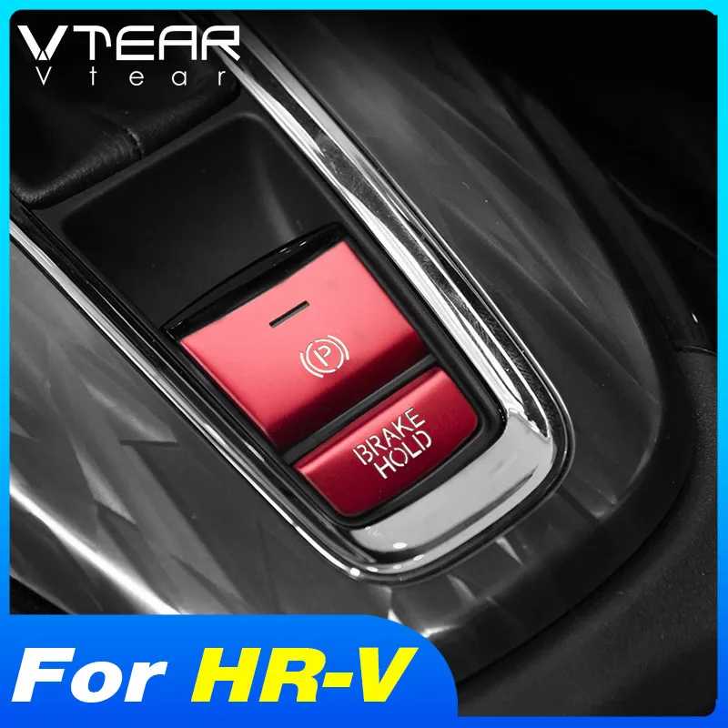 Накладка на центральную кнопку управления автомобиля Vtear для Honda HRV HR-V 2015-2022, крышка переключателя стояночного тормоза, внутренние наклейки с блестками, аксессуар Аксессуары для салона