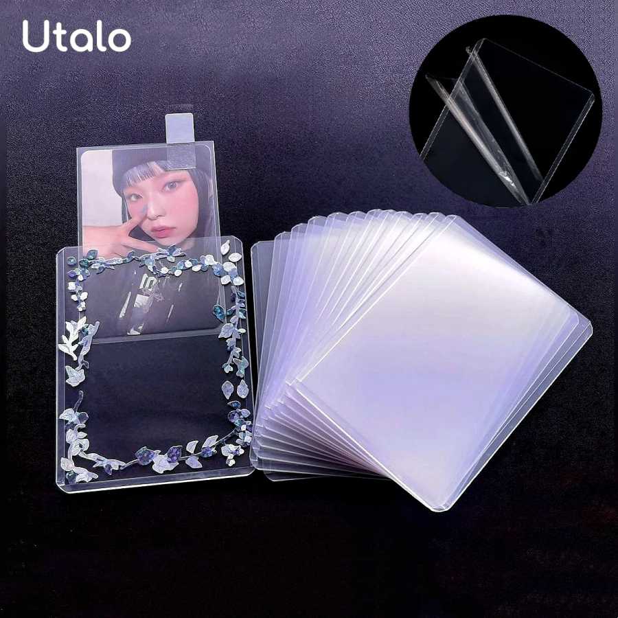 Utalo 1 ~ 50 шт. 35PT Защитная верхняя загрузка Супер прозрачные рукава для фотокарт KPOP Торговая поставка для карточек Двусторонняя пленка Держатель для карт Настольные аксессуары и органайзеры