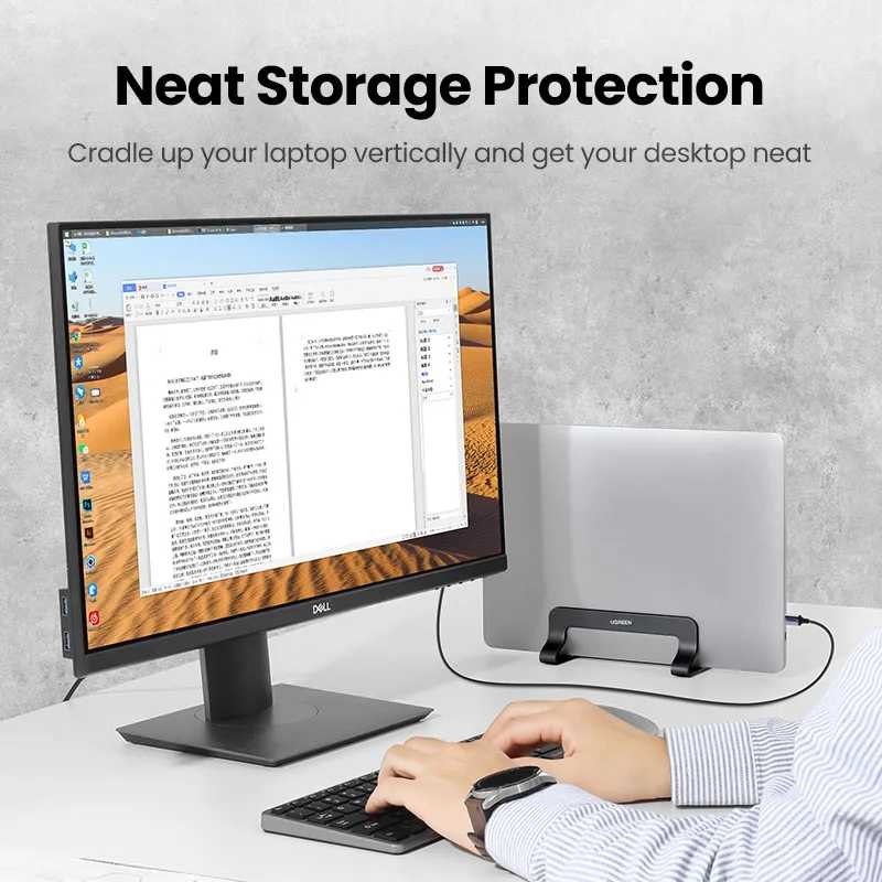 Фотография №1 товара UGREEN вертикальная подставка для ноутбука MacBook Pro, алюминиевая Портативная подставка