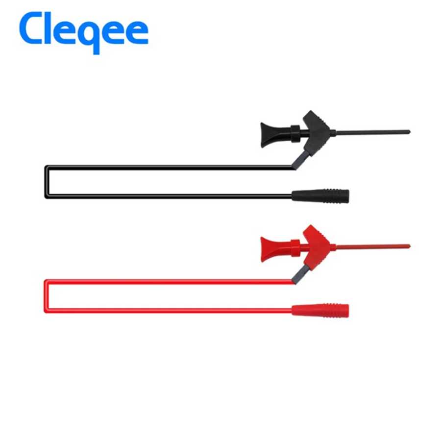 Cleqee P1511B 2 шт. SMD IC тестовый крючок зажим тестовый зонд внутренний пружинный силиконовый кабель 26AWG с гнездом 2 мм для мультиметра 20 В/5 А Инструменты для измерения и анализа