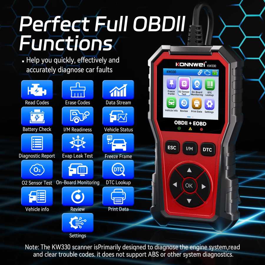 Фотография №1 товара Диагностический сканер KONNWEI KW330 OBD2 для автомобилей, тестер неисправностей двигателя